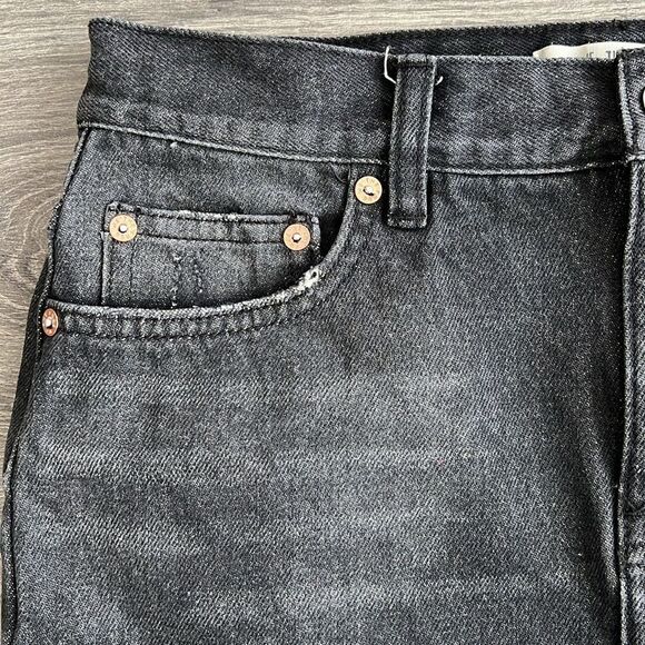 FREE PEOPLE Destroyed Denim Mini Skirt Size 25 Dark Gray Distressed Grunge Boho - Picture 4 of 12
